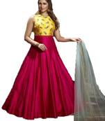 Red thread embroidery art silk salwar