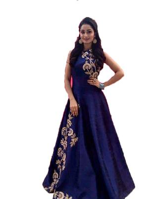 Blue multi resham work taffeta salwar 1