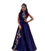 Blue multi resham work taffeta salwar