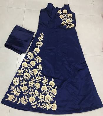 Blue multi resham work taffeta salwar 4