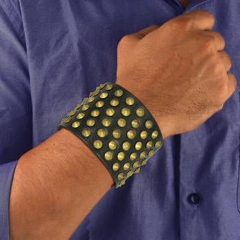 Disco Casual Wear Dark Brown Handcrafted Leather Adjustable Wrist Band Strap Combo Pack Of 2 Bracelet Boys Men 5