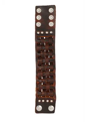 Braided Dark Brown Handcrafted & Funky Checks Mat Leather Wrist Band Combo Pack Of 2 Bracelet Boys Men 2