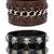 Punk Funky Skull Black Handcrafted & Black Leather Wrist Band Strap Biker Combo Pack Of 2 Bracelet Boys Men