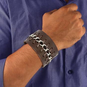 Punk Funky Skull Black Handcrafted & Black Leather Wrist Band Strap Biker Combo Pack Of 2 Bracelet Boys Men 3