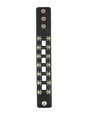 Punk Funky Skull Black Handcrafted & Black Leather Wrist Band Strap Biker Combo Pack Of 2 Bracelet Boys Men 4
