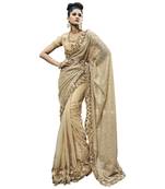 Gold embroidered net saree with blouse