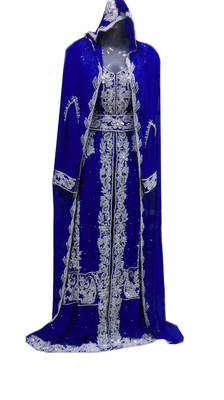 Blue Georgette Zari Hand Woven Farasha Dress 1