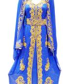 Blue zari stone work georgette islamic style gown beads embedded partywear farasha