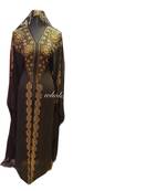 Brown zari stone work georgette islamic style gown beads embedded partywear farasha
