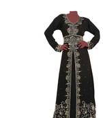 Brown zari stone work georgette islamic style gown beads embedded partywear farasha