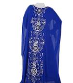 Blue zari stone work georgette islamic style gown beads embedded partywear farasha
