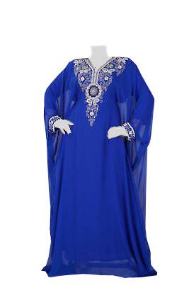 Blue zari stone work georgette islamic style gown beads embedded partywear farasha 1