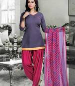 Blue plain faux cotton unstitched salwar with dupatta