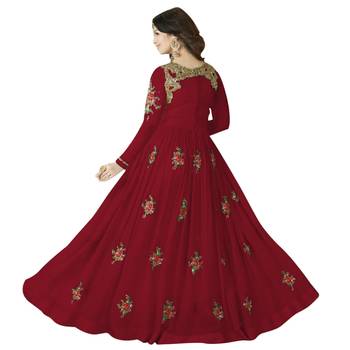Red embroidered georgette salwar 2