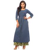 Blue plain cotton salwar