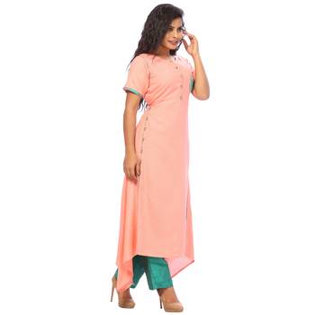 Pink plain rayon ethnic-kurtis 3