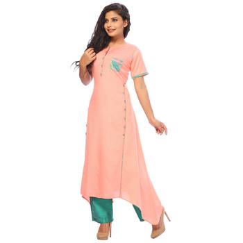 Pink plain rayon ethnic-kurtis 4