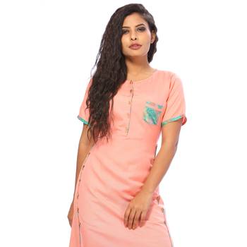 Pink plain rayon ethnic-kurtis 5