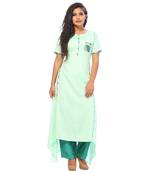 Green plain rayon ethnic-kurtis