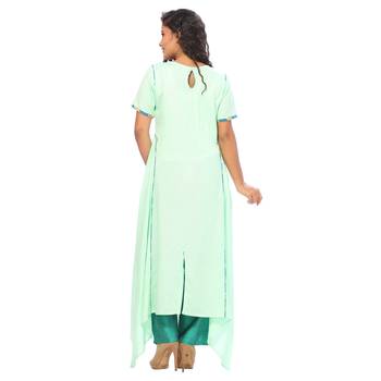 Green plain rayon ethnic-kurtis 2