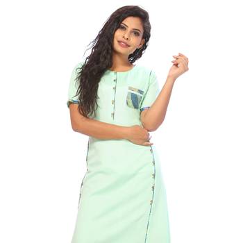 Green plain rayon ethnic-kurtis 5