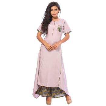 Light-purple plain rayon ethnic-kurtis 1