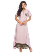 Light-purple plain rayon ethnic-kurtis