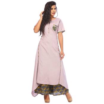 Light-purple plain rayon ethnic-kurtis 3