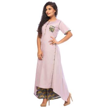 Light-purple plain rayon ethnic-kurtis 4