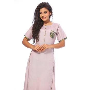Light-purple plain rayon ethnic-kurtis 5