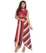 Magenta embroidered cotton ethnic-kurtis