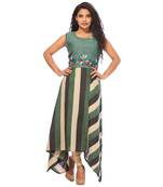 Green embroidered cotton ethnic-kurtis