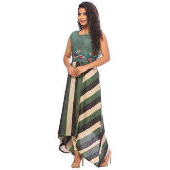Green embroidered cotton ethnic-kurtis 4