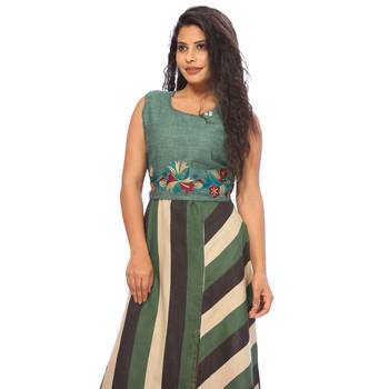 Green embroidered cotton ethnic-kurtis 5