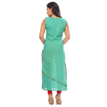 Green embroidered cotton ethnic-kurtis 2