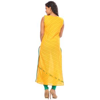 Yellow embroidered cotton ethnic-kurtis 2