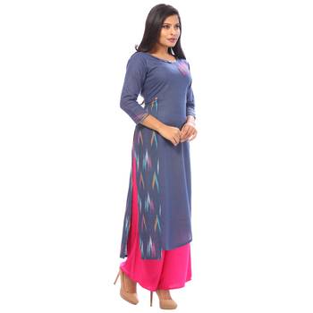 Blue embroidered cotton ethnic-kurtis 2