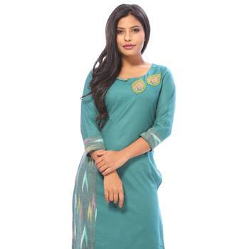 Green embroidered cotton ethnic-kurtis 5