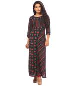 Maroon printed cotton ethnic-kurtis