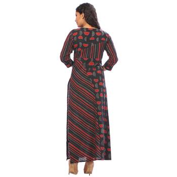Maroon printed cotton ethnic-kurtis 2