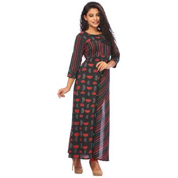 Maroon printed cotton ethnic-kurtis 3