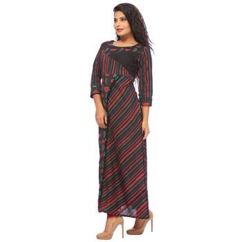 Maroon printed cotton ethnic-kurtis 4