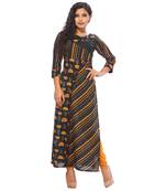 Yellow printed cotton ethnic-kurtis