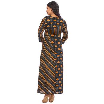 Yellow printed cotton ethnic-kurtis 2