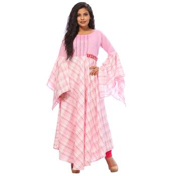 Pink printed cotton ethnic-kurtis 1