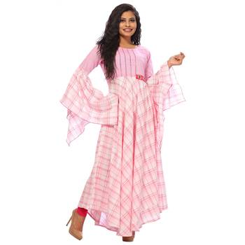 Pink printed cotton ethnic-kurtis 3