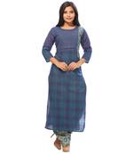 Blue printed cotton ethnic-kurtis