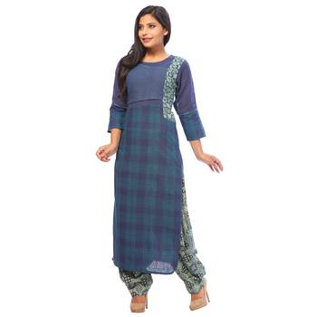 Blue printed cotton ethnic-kurtis 4