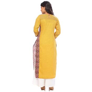 Yellow printed cotton ethnic-kurtis 2