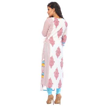 Sky-blue printed cotton ethnic-kurtis 2